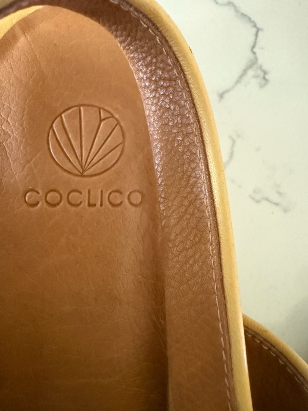 COCLICO Women’s Yellow Leather Strappy Slingback Sandals - Picture 5 of 5